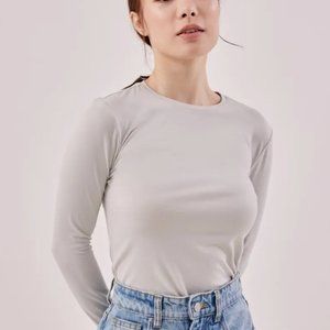 Basic Crew Neck Top Light Gray NWT